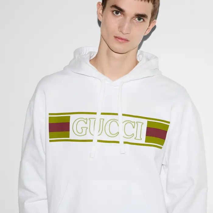 Gucci oc11z0226 Embroidered Cotton Hooded Sweatshirt in White Size US XXS / EU 40 - 5 Thumbnail