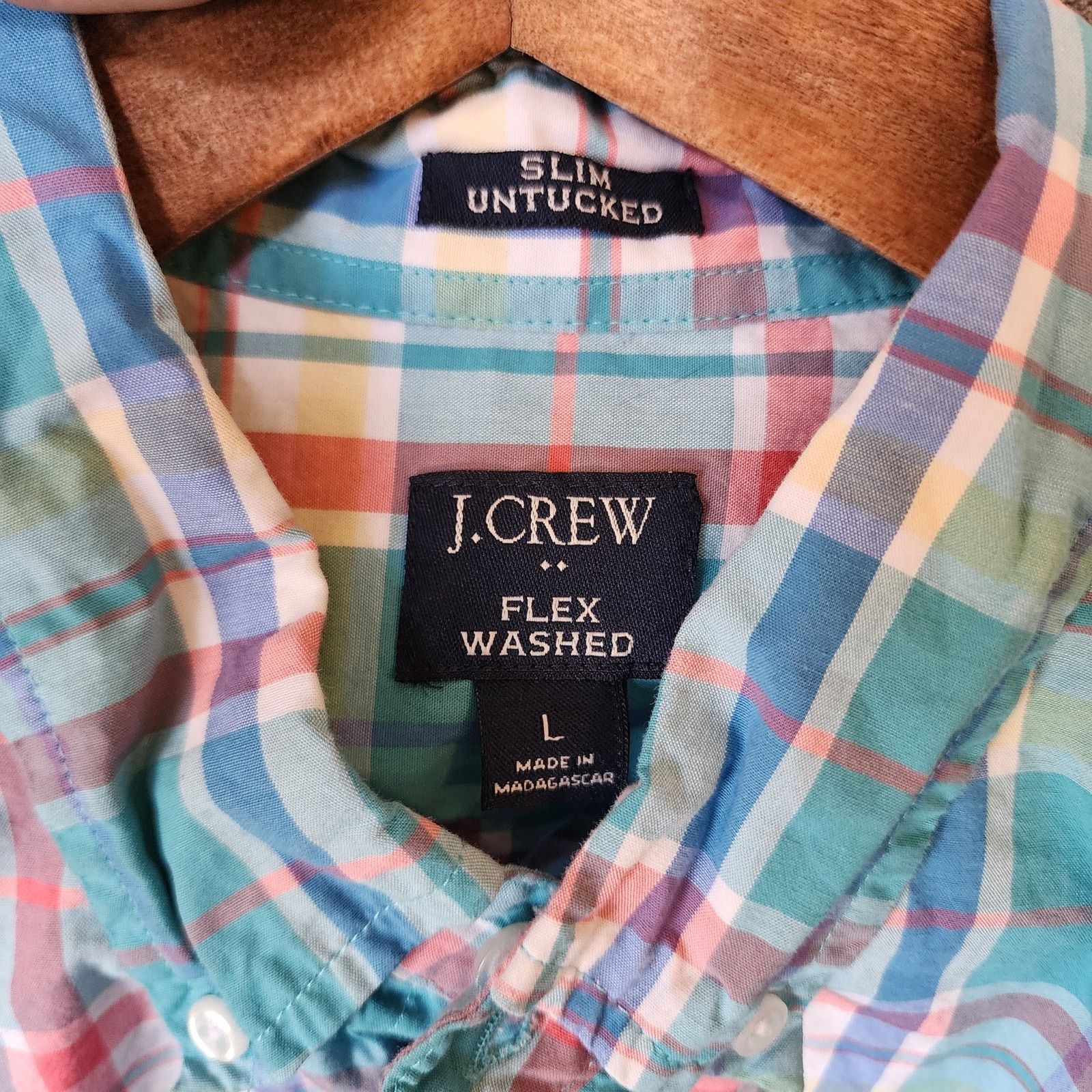 J.Crew J.Crew Flex Slim Fit Plaid Shirt Large Blue Pink White Size US L / EU 52-54 / 3 - 4 Thumbnail