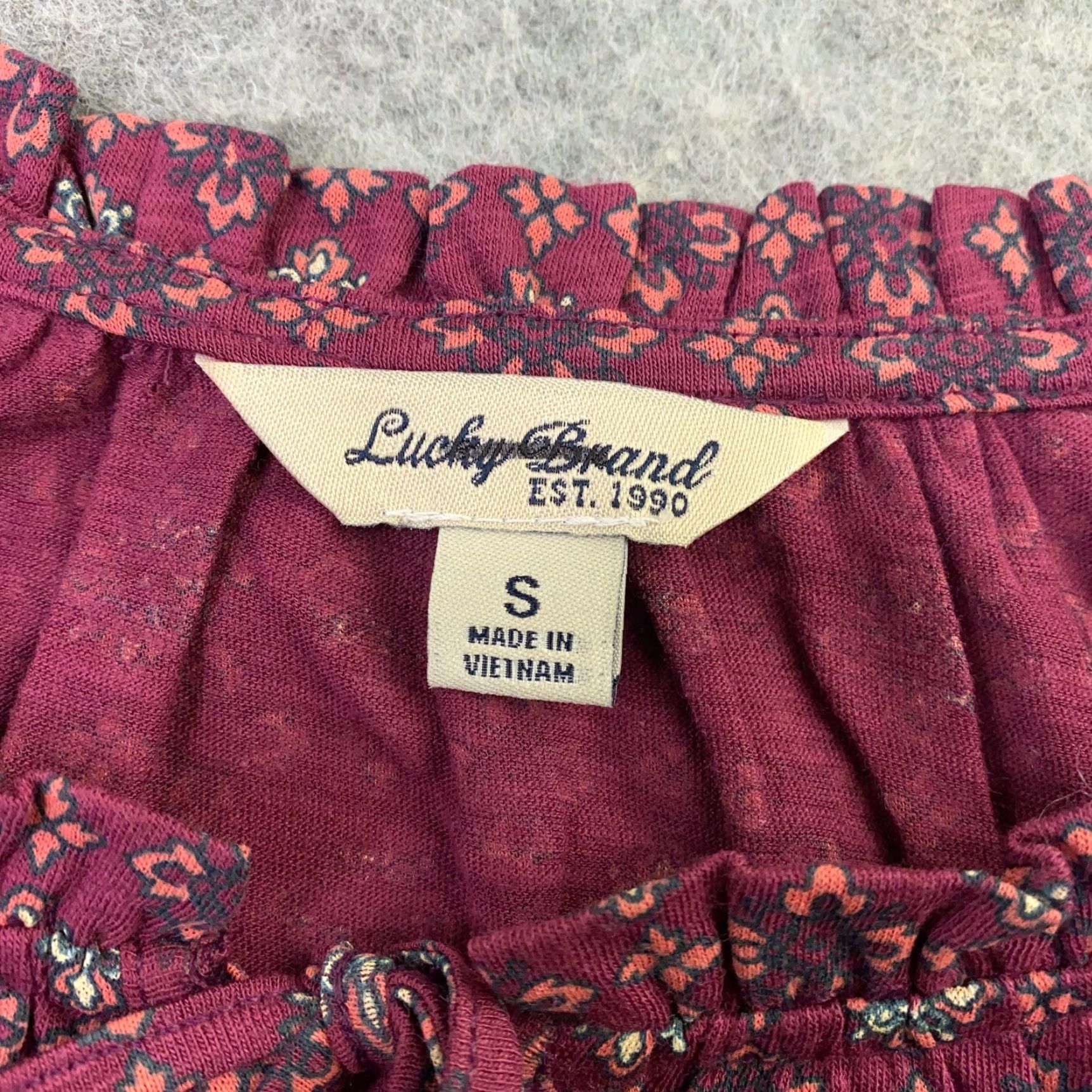 Lucky Brand Lucky Brand Women’s Shirt Top Small Maroon Tunic Boho Round Neck Keyhole Flowy Blouse Sock? Size S / US 4 / IT 40 - 6 Thumbnail