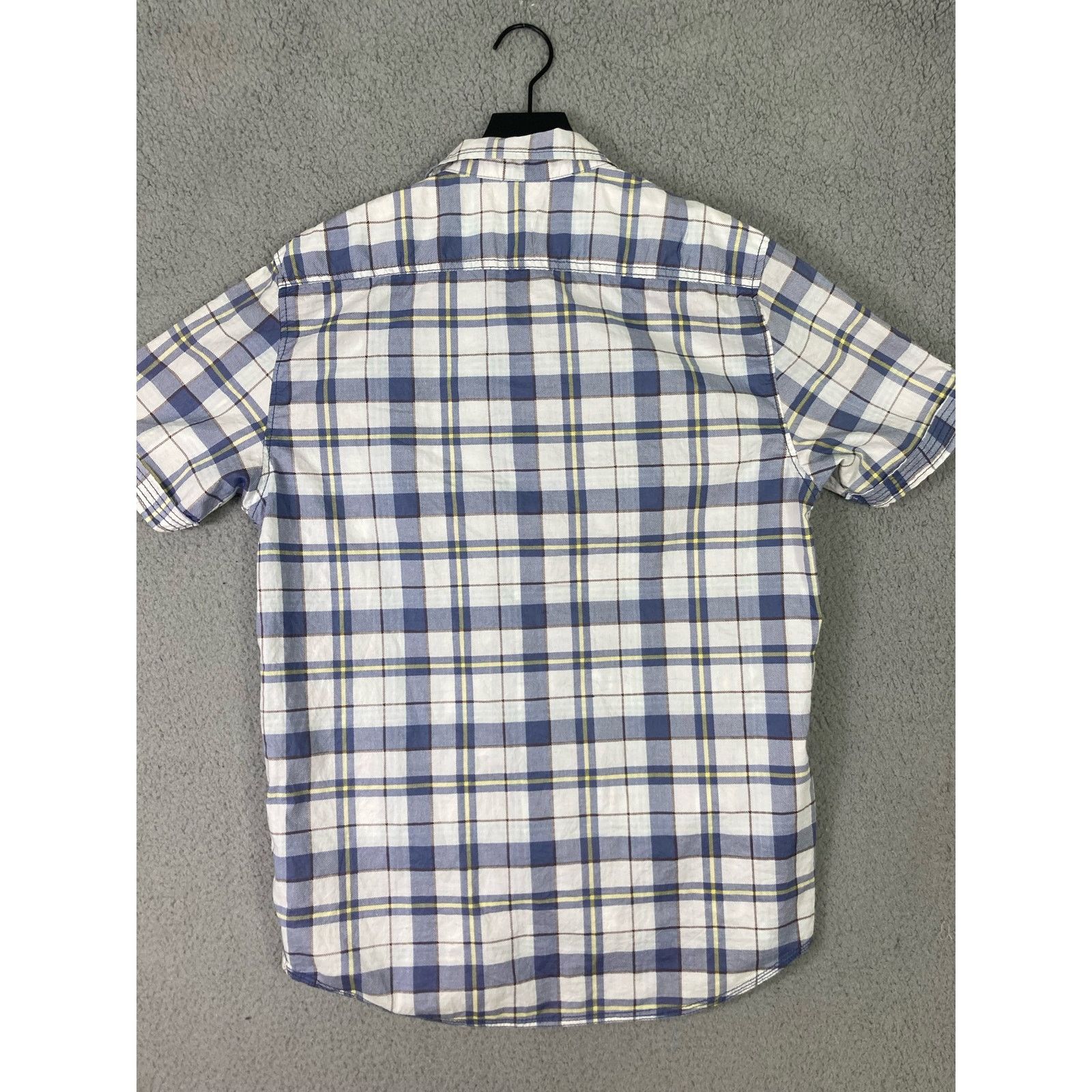 Marc Ecko Marc Ecko Men's Short Sleeve Plaid Shirt Size M White Blue Size US M / EU 48-50 / 2 - 10 Thumbnail