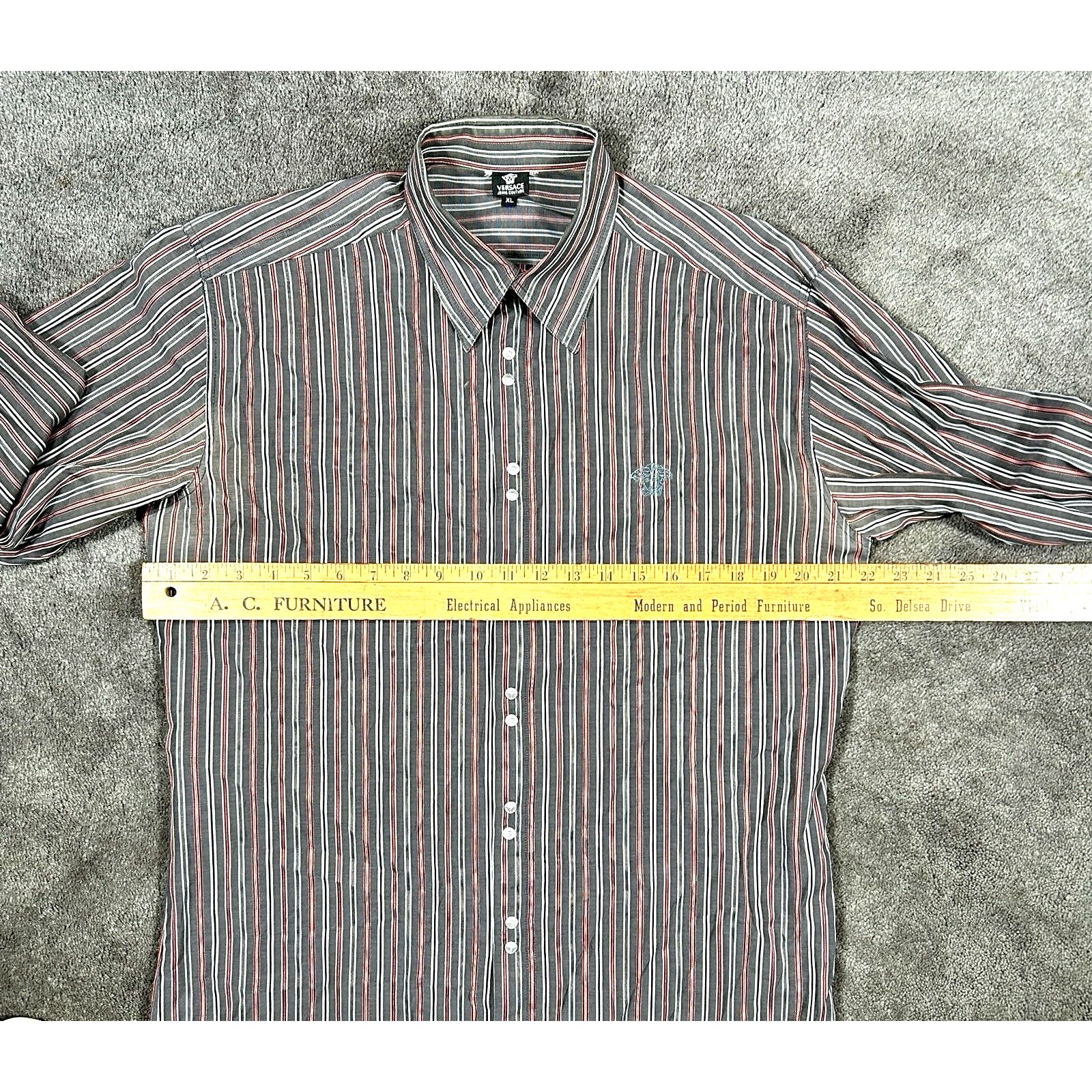 Versace Jeans Couture Vntg Versace Jeans Couture Multicolour Stripe Medusa Shirt Size US XL / EU 56 / 4 - 5 Thumbnail