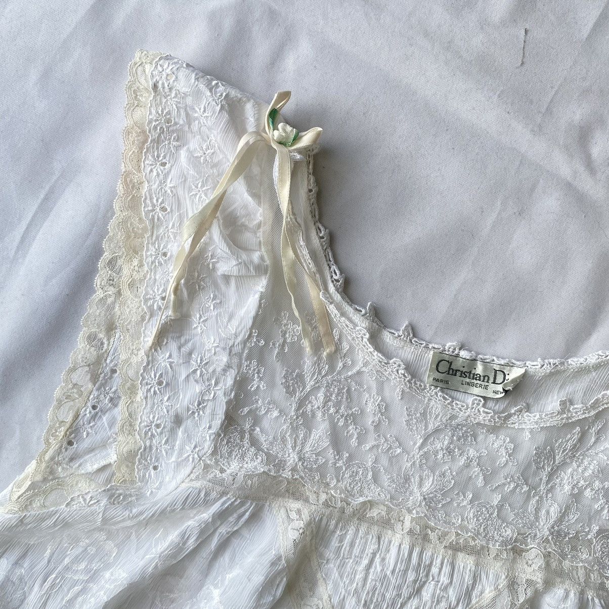 Dior × Vintage Dior Vintage Lace Trimmed White Lingerie Nightgown Dress Size M / US 6-8 / IT 42-44 - 10 Thumbnail