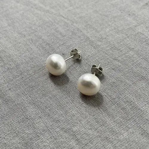 Jewelry Natural Freshwater Pearl Earrings Silver 925 in Black, Men's