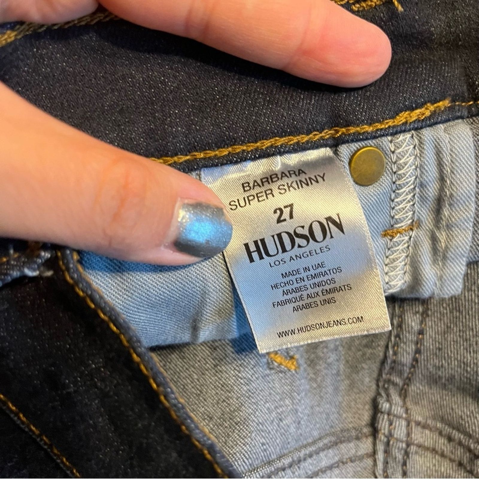 Hudson Hudson Barbara Super Skinny Dark Wash Distressed Jeans Sz 27 Size 27" / US 4 / IT 40 - 6 Thumbnail