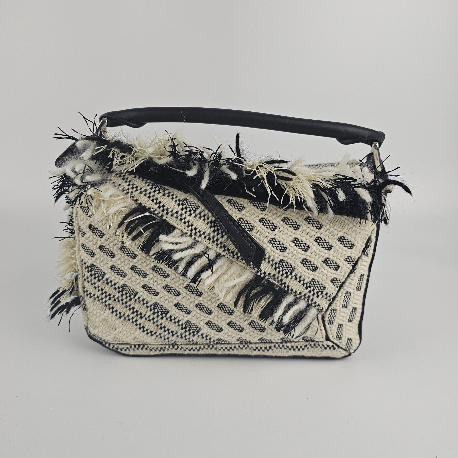 Loewe LOEWE Puzzle Small $5150 Black/White Woven Top Handle Bag Ne Size ONE SIZE - 2 Thumbnail
