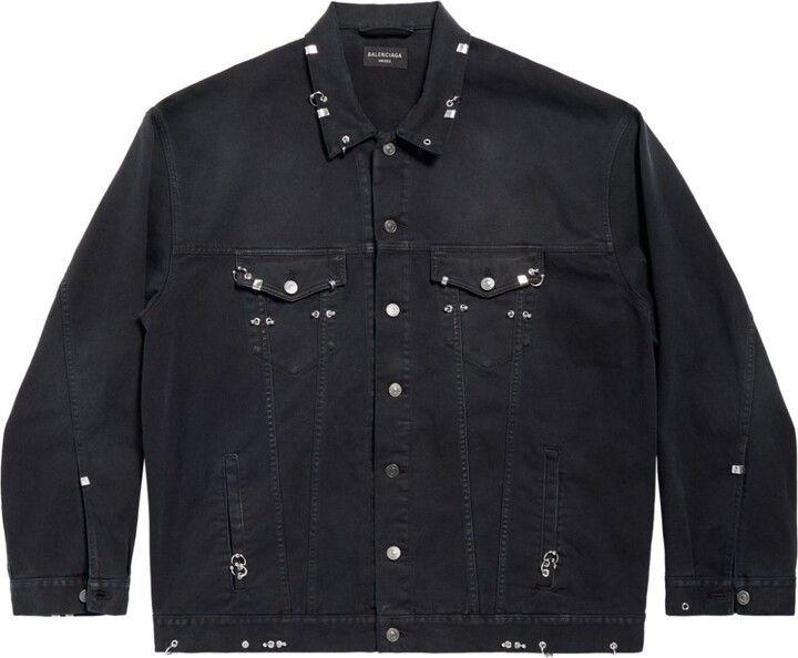 Balenciaga Pierced denim jacket Size US L / EU 52-54 / 3 - 1 Thumbnail