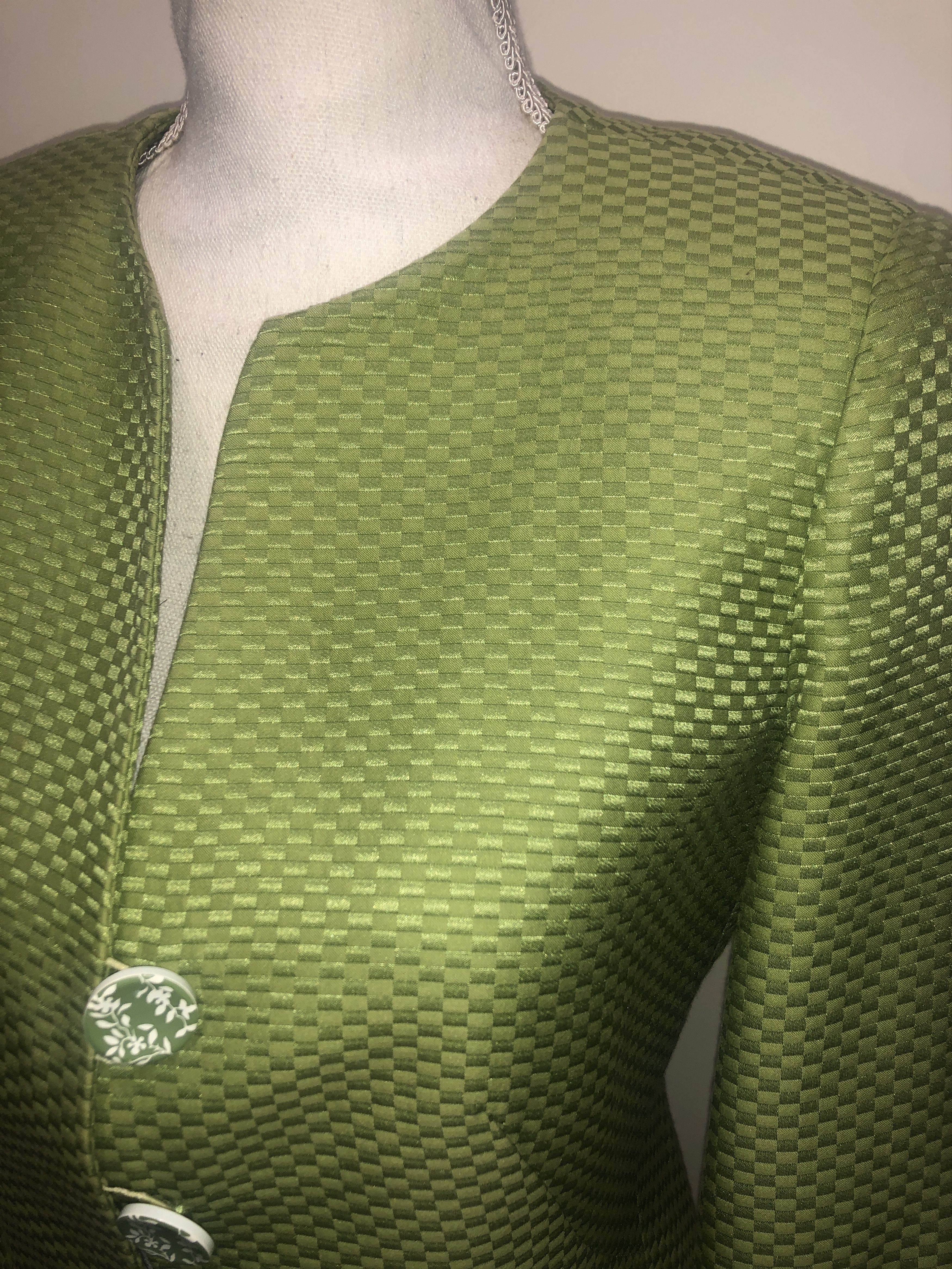Giorgio Armani Green Silk Textured Fabric Blazer Size M / US 6-8 / IT 42-44 - 8 Thumbnail