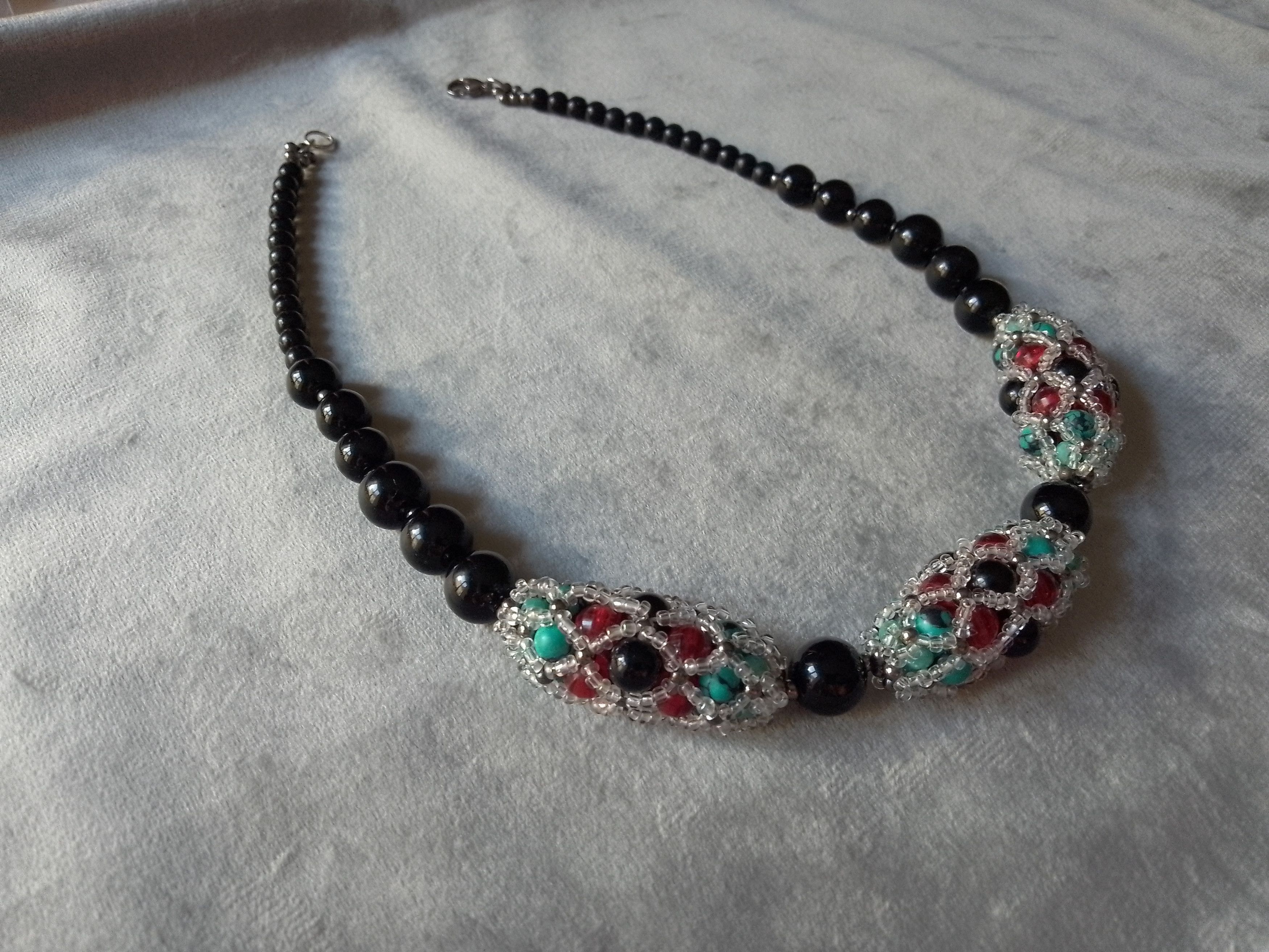 Handmade Necklace Vintage Black Pearls Tubular Classic Elegant Size ONE SIZE - 3 Thumbnail