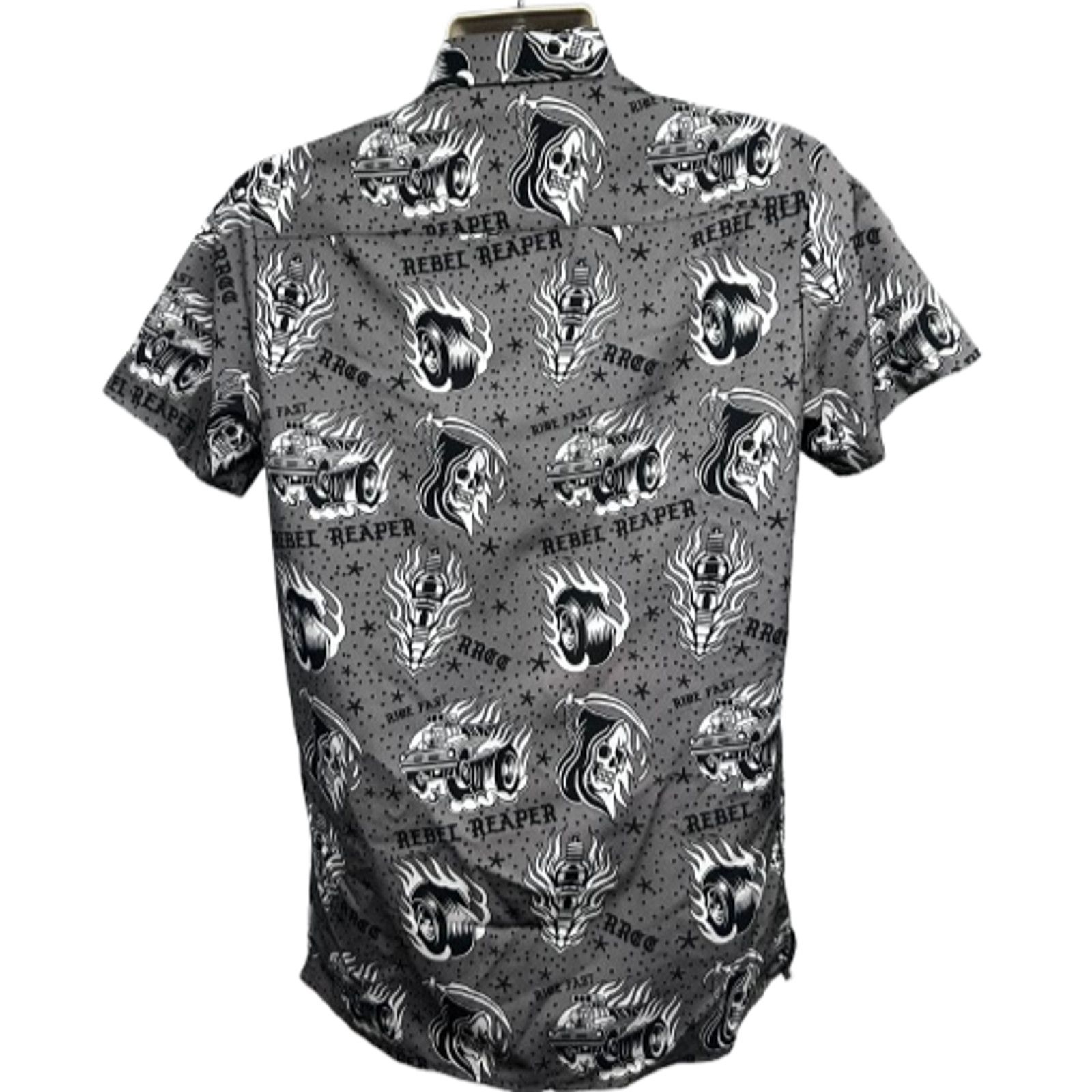 Other Rebel Reaper All Over Graphic Gothic Gray Button Up Shirt M Size US M / EU 48-50 / 2 - 2 Thumbnail