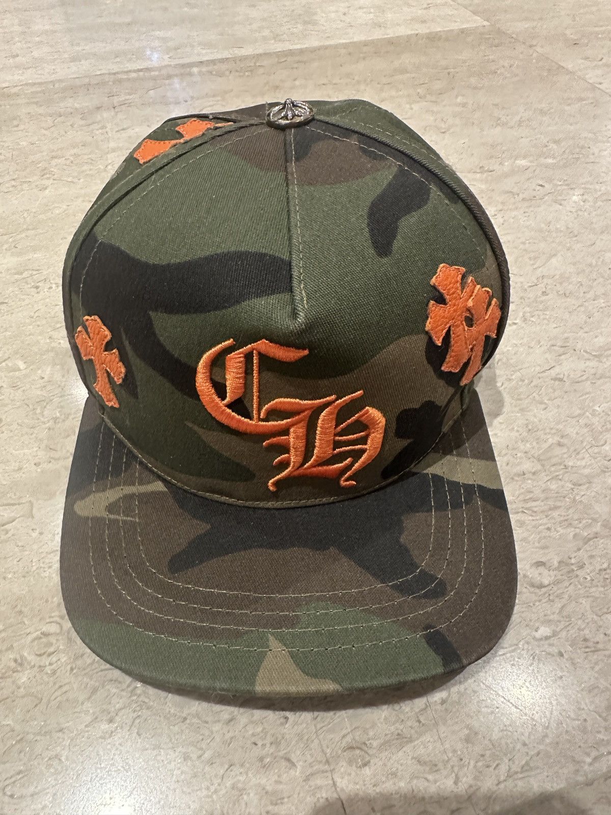 Chrome Hearts Camo Orange Cross Patch Trucker Hat