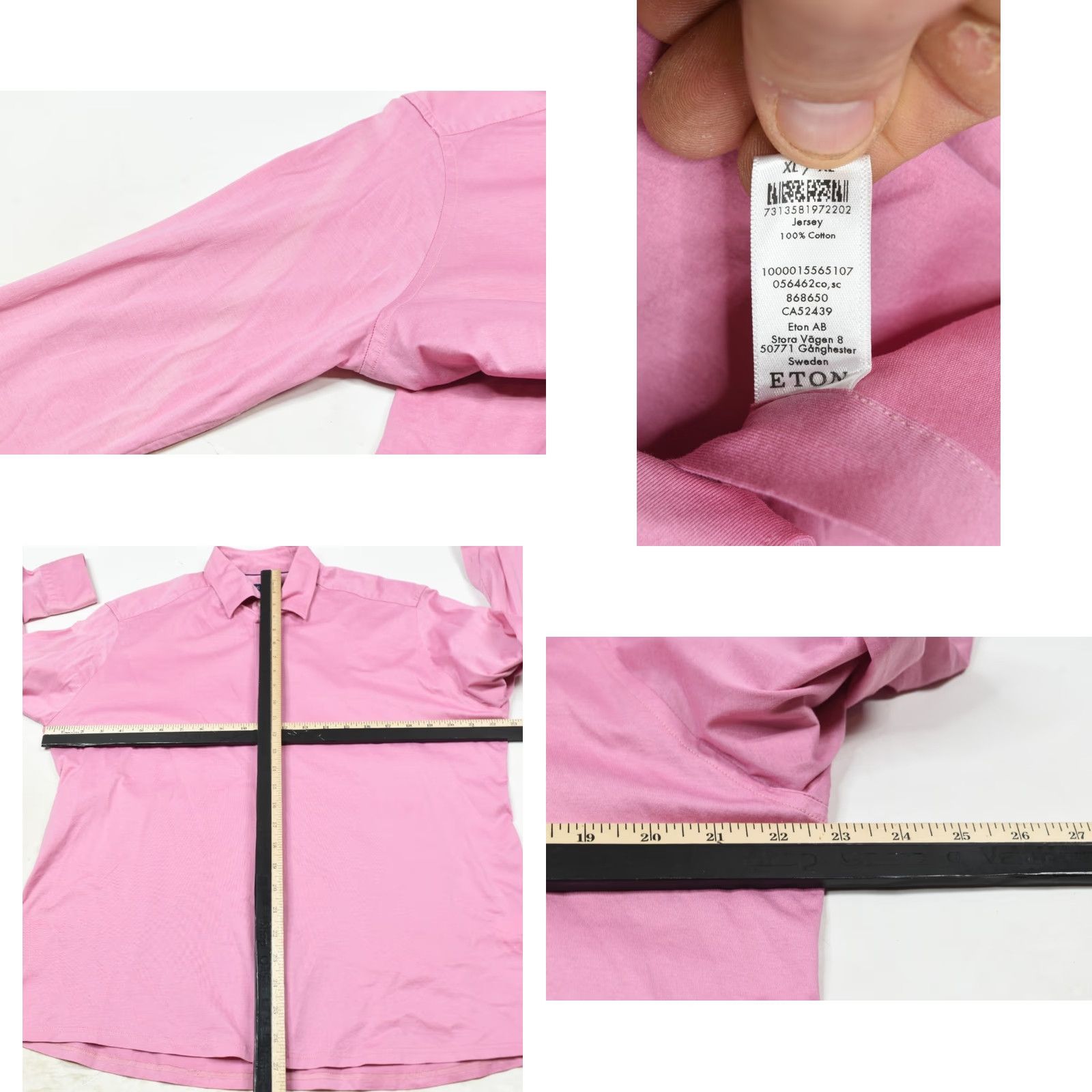 Eton ETON Contemporary Shirt Mens XL Pink Long Sleeve Button-Up Cotton Jersey Size US XL / EU 56 / 4 - 8 Thumbnail