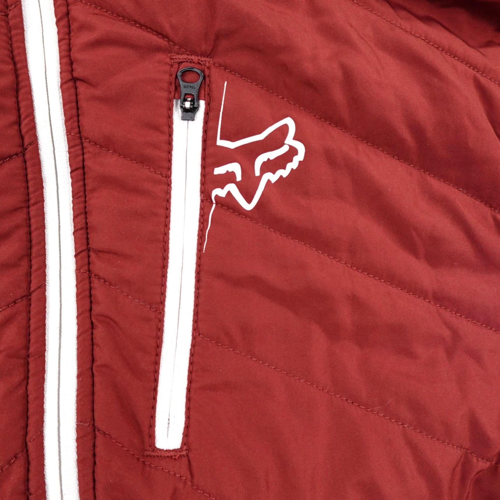 Fox Racing Fox Racing Jacket M Red Blue Hooded Quilted Lined Fleece Heritage Forged Zip Pockets Mens Casual Travel Workwear Autumn Winter Pattern Solid Logo Size US M / EU 48-50 / 2 - 3 Thumbnail