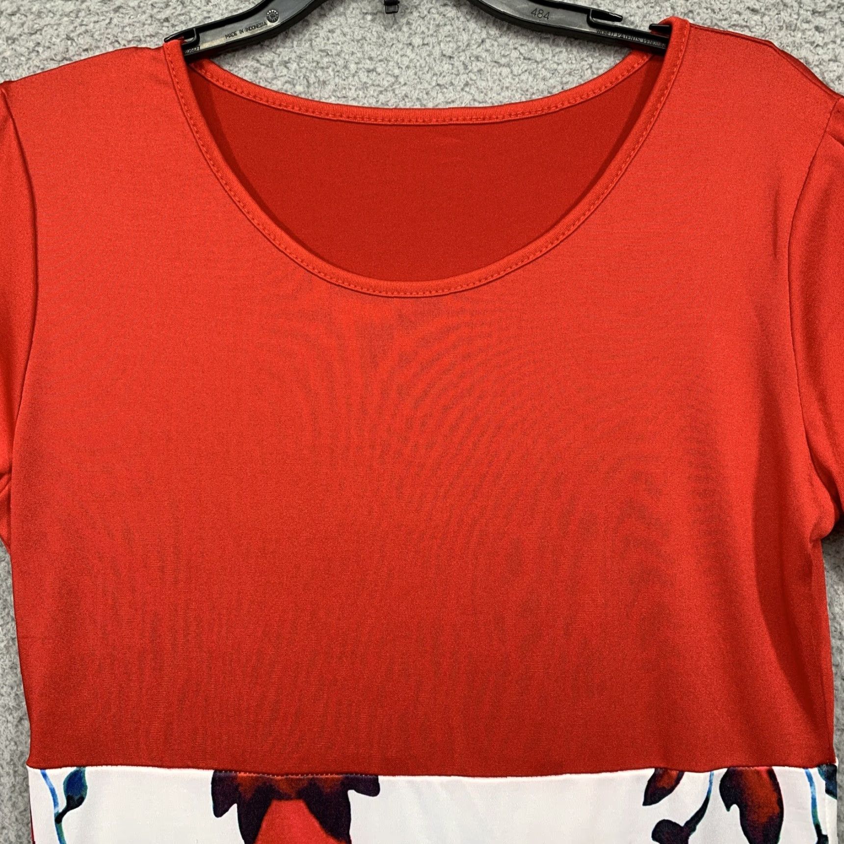 Ikea Womens Dress XL Fits More Like Medium-Large NWOT Knee Length Fit & Flare Short Sleeve Multi-Color Red White Floral Solid Women Size M / US 6-8 / IT 42-44 - 2 Thumbnail