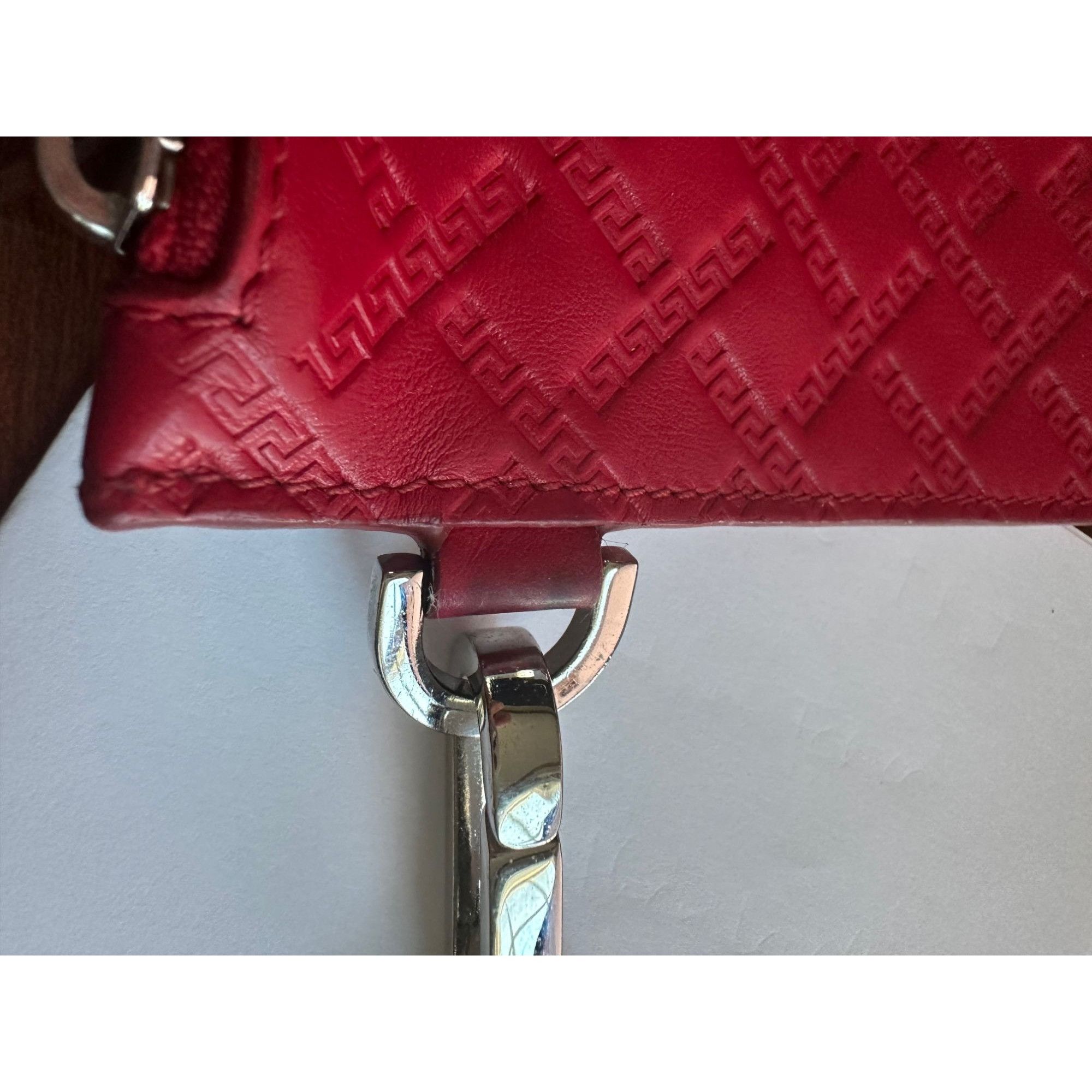 Versace Versace Large Red Logo Print Leather Wristlet Clutch Size ONE SIZE - 17 Thumbnail