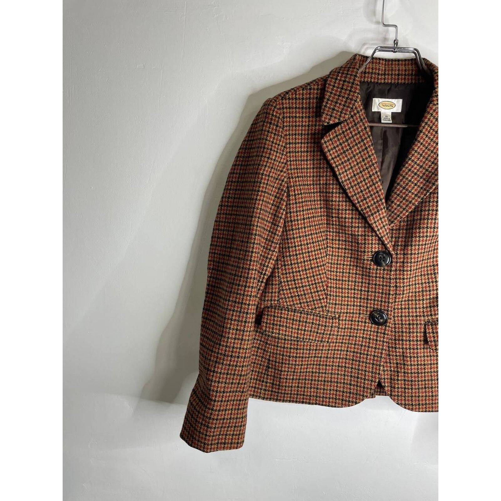 Vintage Vintage Talbots Women’s Blazer Jacket Brown Houndstooth Size M / US 6-8 / IT 42-44 - 3 Thumbnail