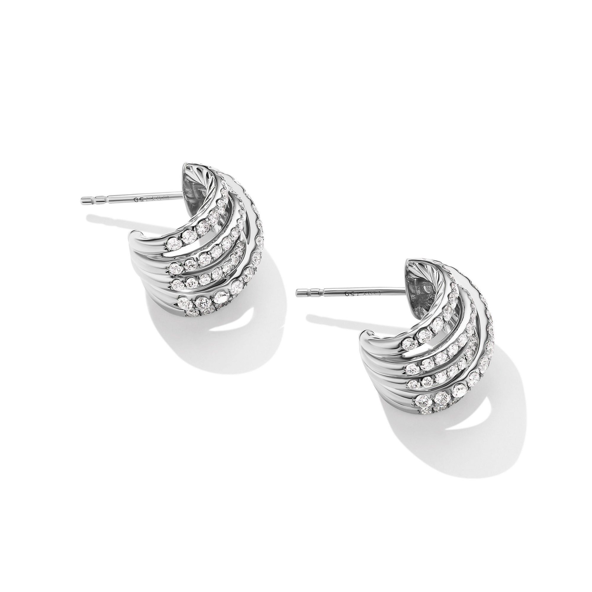 David Yurman o1w1db10325 Earrings in 18K White Gold with Diamonds 15.8mm Size ONE SIZE - 2 Thumbnail