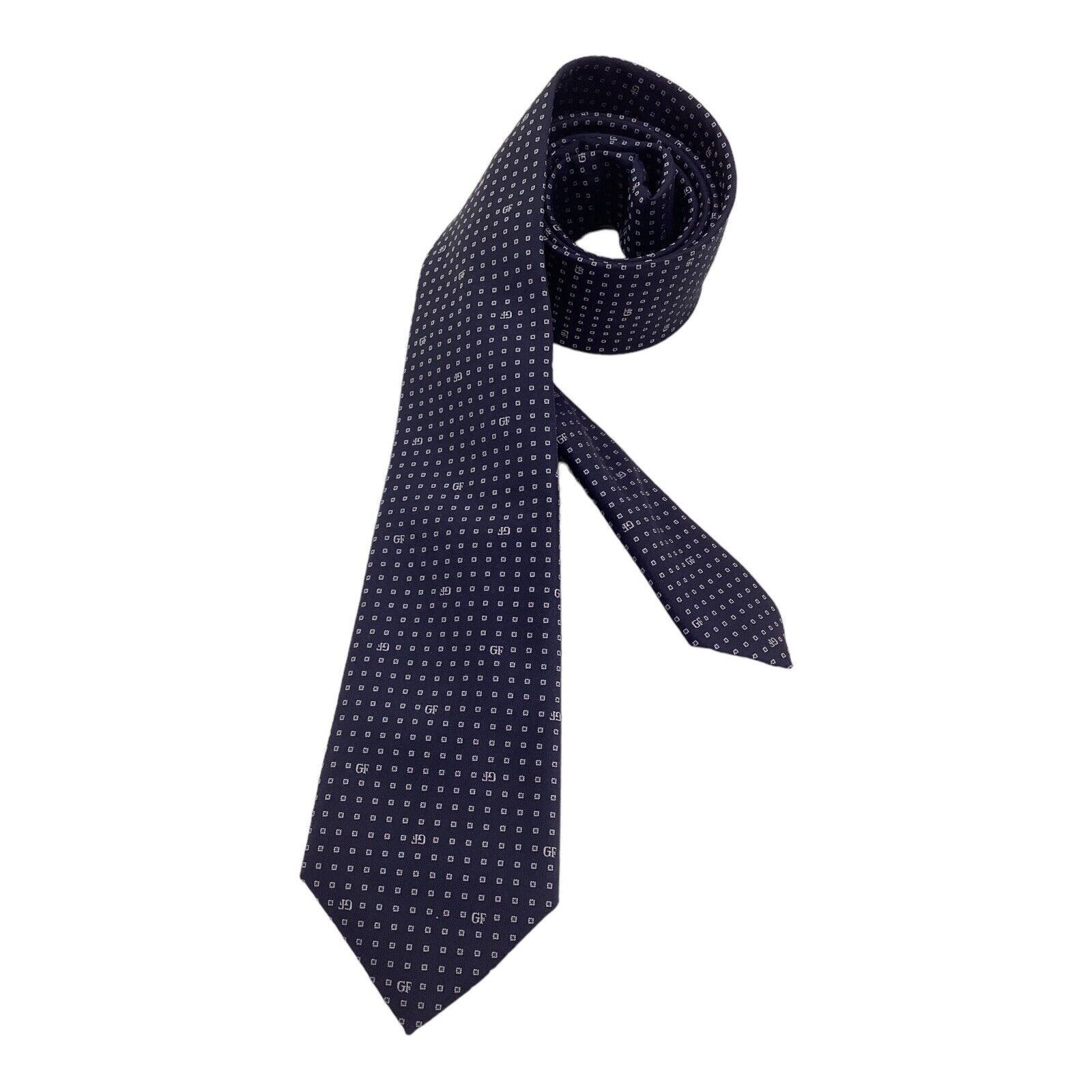 Gianfranco Ferre GIANFRANCO FERRÉ Blue Geometric Monogrammed Silk Slim Tie It Size ONE SIZE - 1 Thumbnail