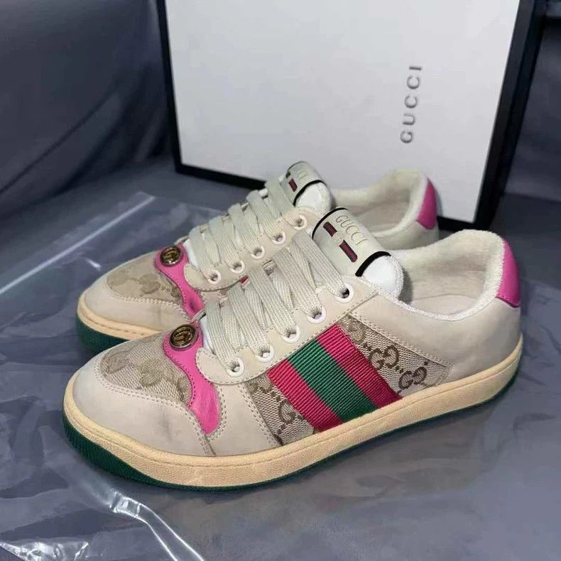 Gucci Gucci Dirty Shoes, Wood Color, Pink Accents-2505 Size US 4.5 / IT 34.5 - 4 Thumbnail