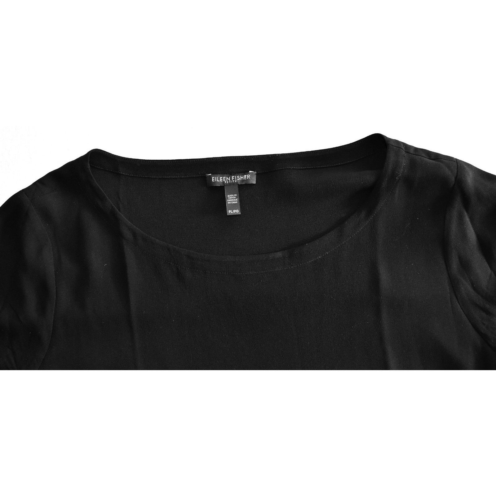 Eileen Fisher EILEEN FISHER Black Stretch Long Sleeve Petite Dress Size PL Size L / US 10 / IT 46 - 4 Thumbnail