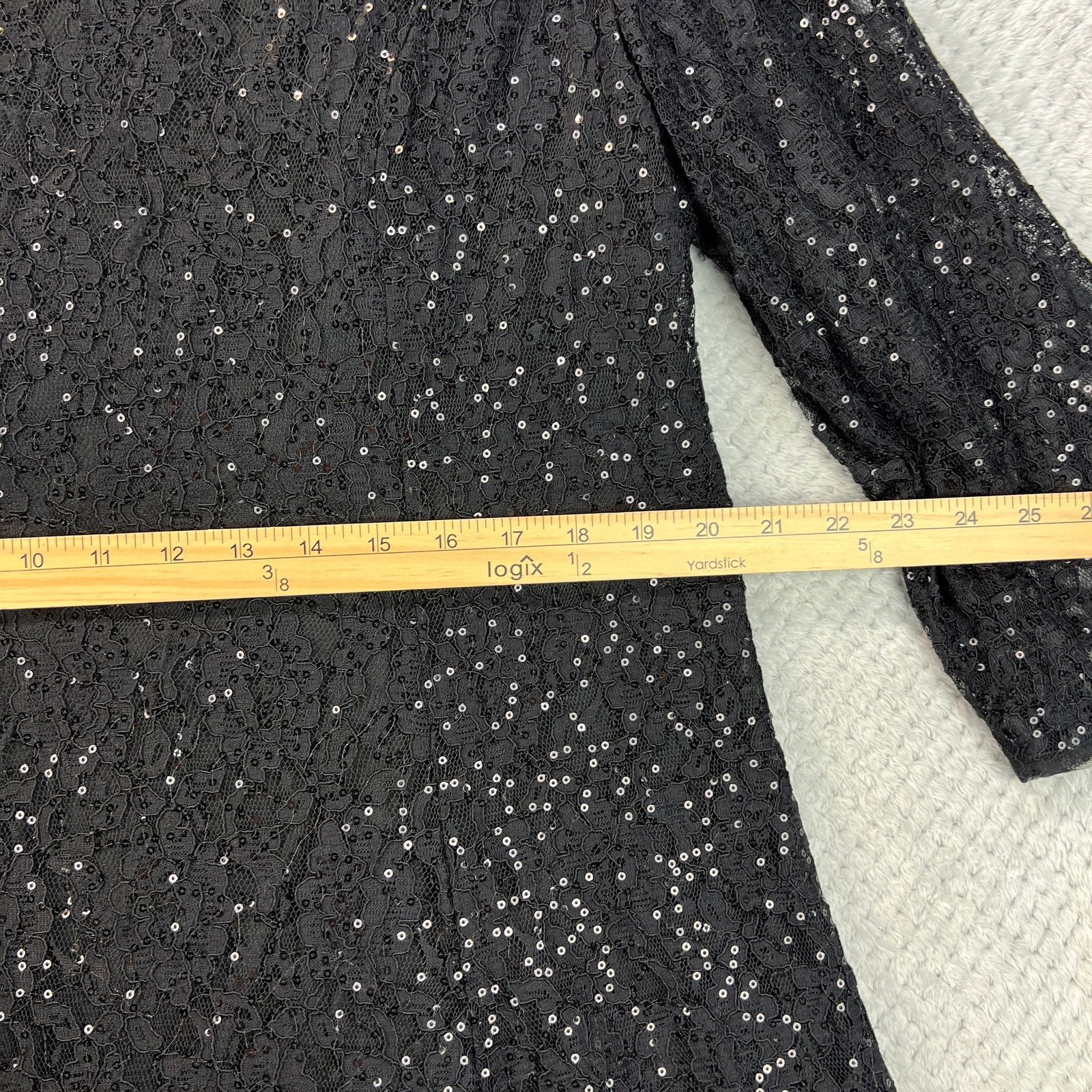Other SLNY Women's Black Sequined A-Line Lace Dress Plus Size-20W Size 3XL / US 20-22 - 7 Thumbnail