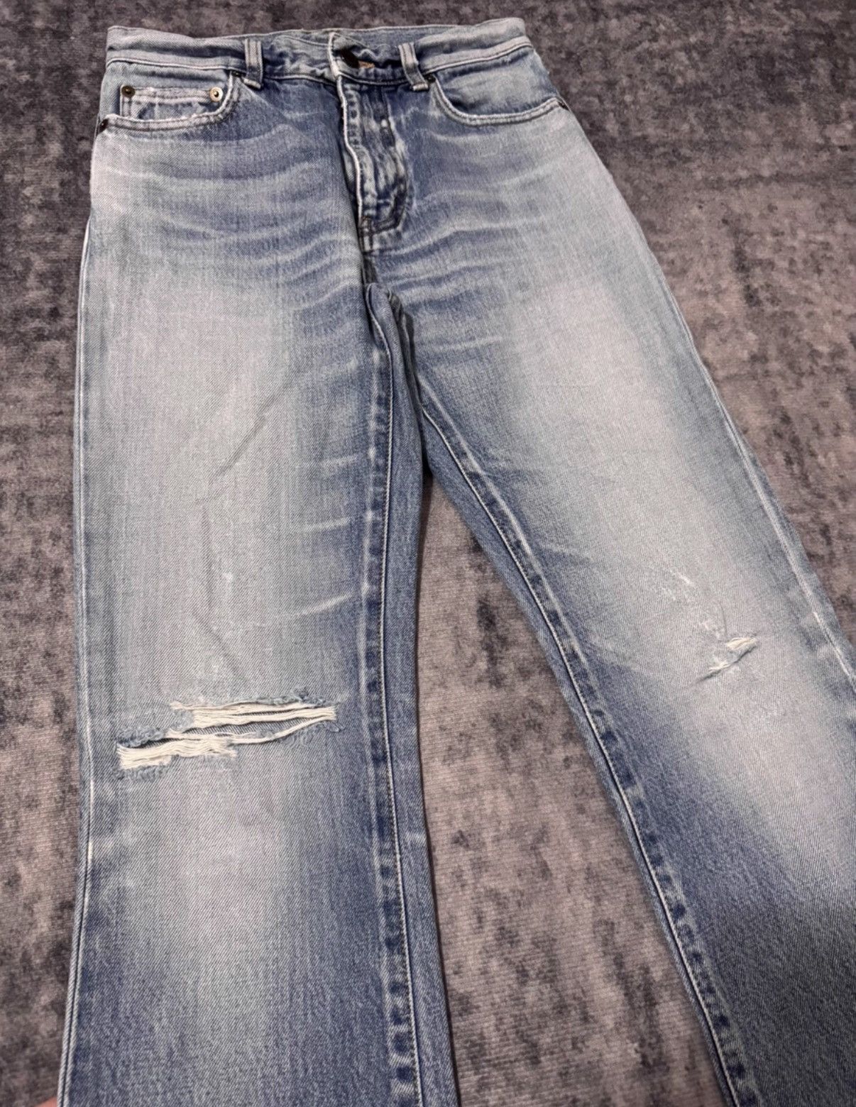 Saint Laurent Paris Saint Laurent 16FW Flared Frayed Hem Denim Jeans Size US 26 / EU 42 - 3 Thumbnail