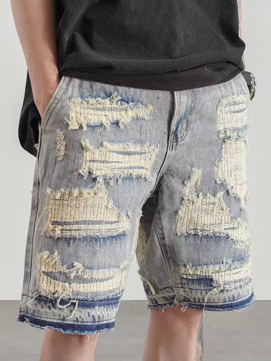 Japanese Brand × Jean Ripped street hip hop skateboard washed denim shorts Size US 32 / EU 48 - 3 Thumbnail