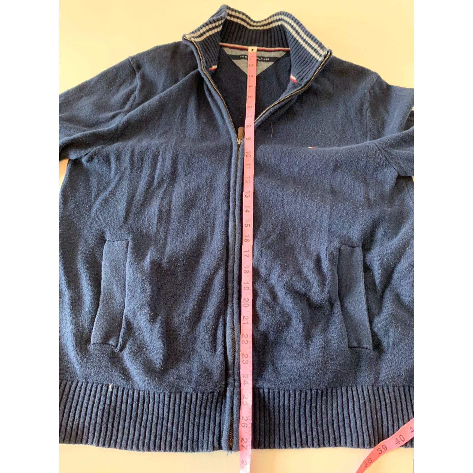 Tommy Hilfiger TOMMY HILFIGER Box Logo Gull Zip Knit Cotton Sweater Blue Men's Large Size US L / EU 52-54 / 3 - 5 Thumbnail