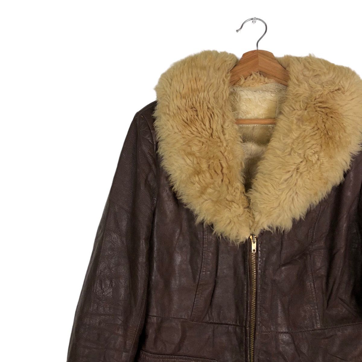 Japanese Brand 🔥Vintage Leather Jacket Biker Mink Fur Collar Racing Size US M / EU 48-50 / 2 - 7 Thumbnail