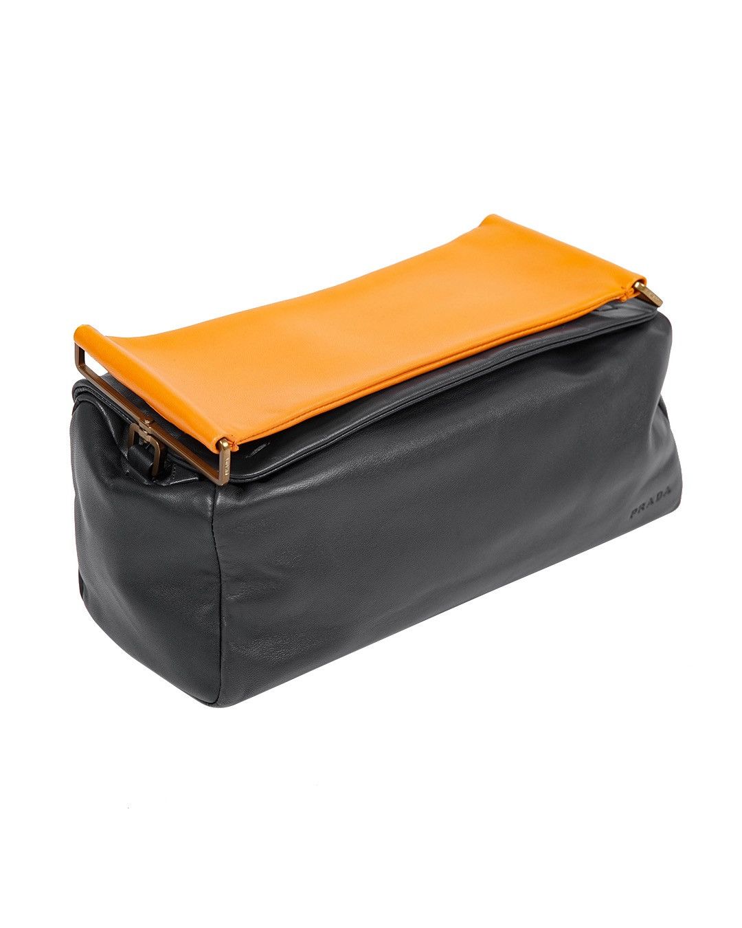 Prada S/S2001 Leather Rectangle Bag in Black/Orange
