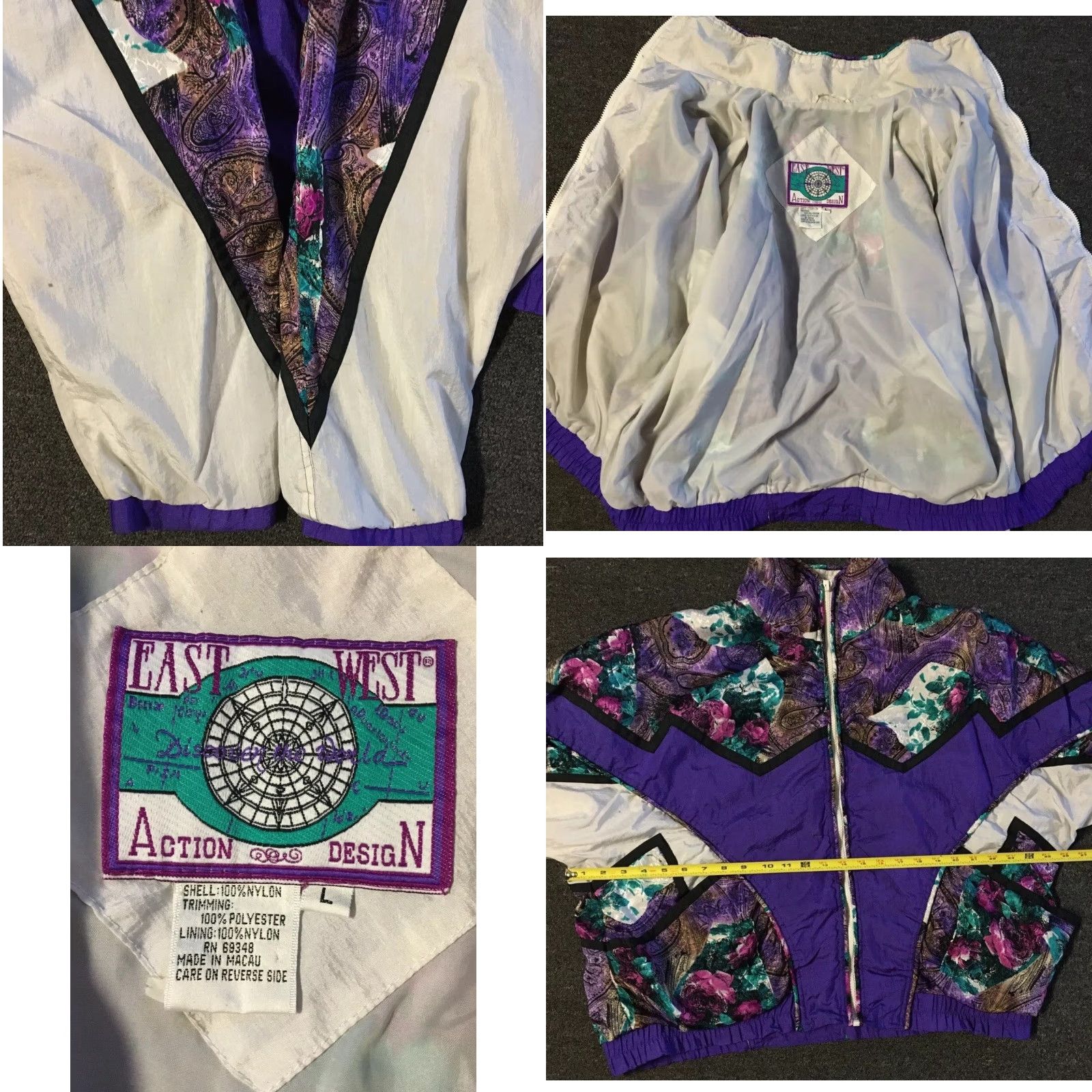Vintage Vtg 80s Abstract Art Boxy Jacket L Purple Women Windbreaker 90s Vaporwave Picasso Grunge Ocean Surf Fashion Size L / US 10 / IT 46 - 8 Thumbnail