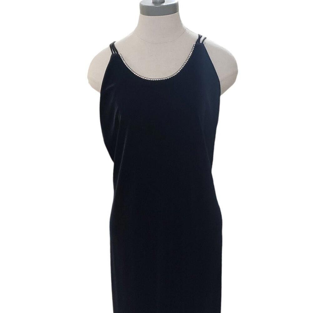 Designer CT1781 Onyx Nite Velour Gown with Crystal Collar 18 Size XXL / US 16-18 / IT 52-54 - 2 Thumbnail