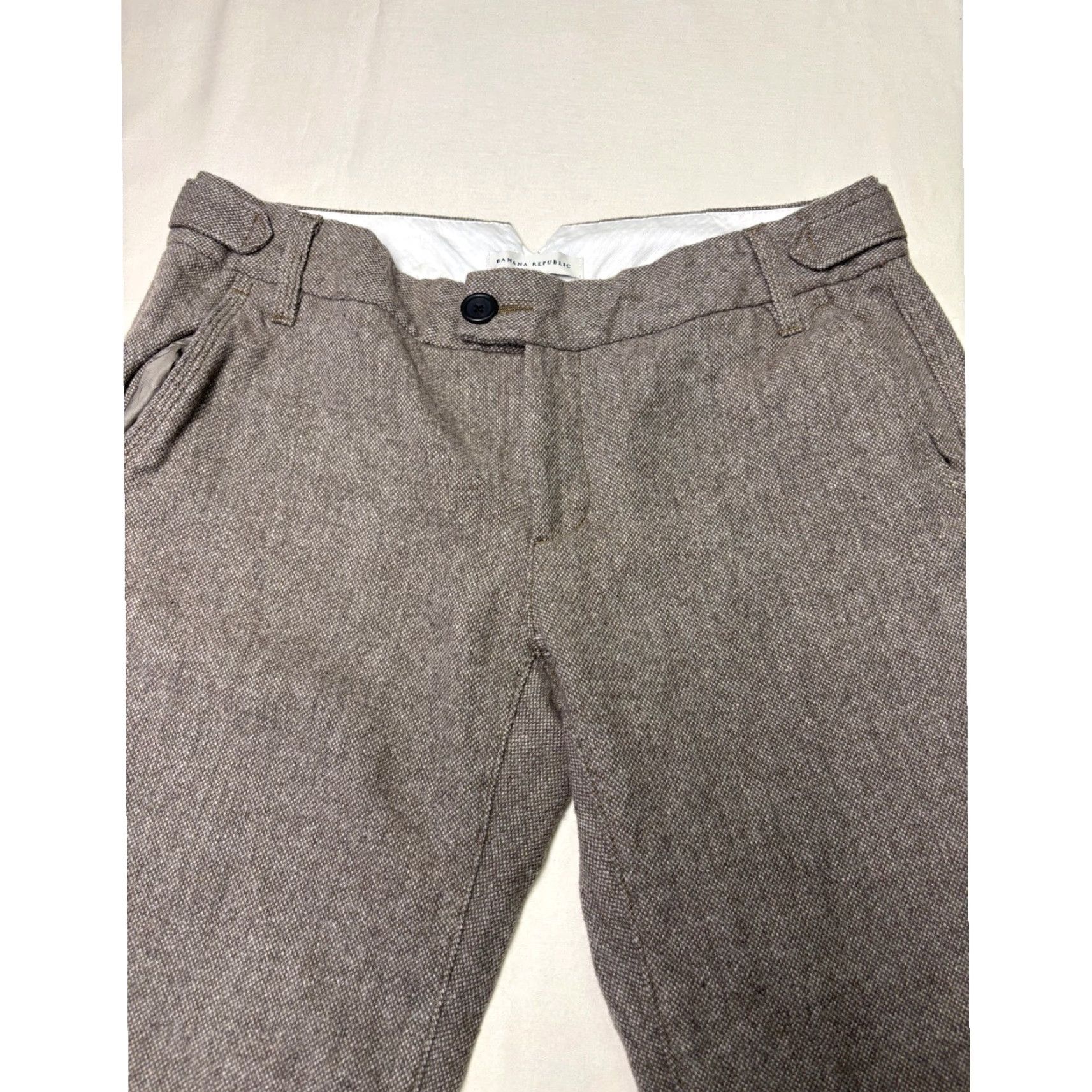Banana Republic Banana Republic Wool Herringbone Wide Leg Trousers Brown 32 Inseam 31.5 Dress Pants Women's Winter Fall Holiday 2005 Vintage-Inspired Wide-Leg Size 24" / US 00 / IT 34 - 2 Thumbnail