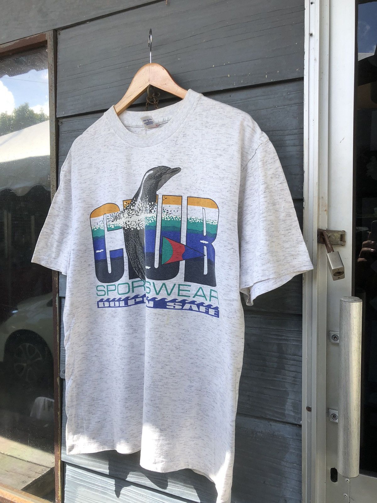 Japanese Brand × Vintage RARE Vintage 80s Club Sportwear Dolphin Safe Tee Size US L / EU 52-54 / 3 - 3 Thumbnail