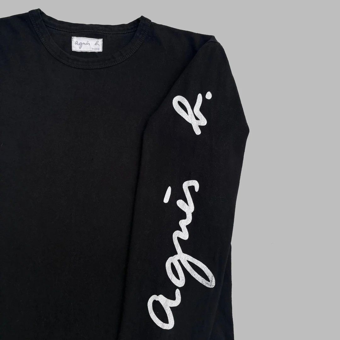 agnes b. Agnes b. 1990 90s Vintage Designer L/S Logo Rare Top T-Shirt Size L / US 10 / IT 46 - 2 Thumbnail