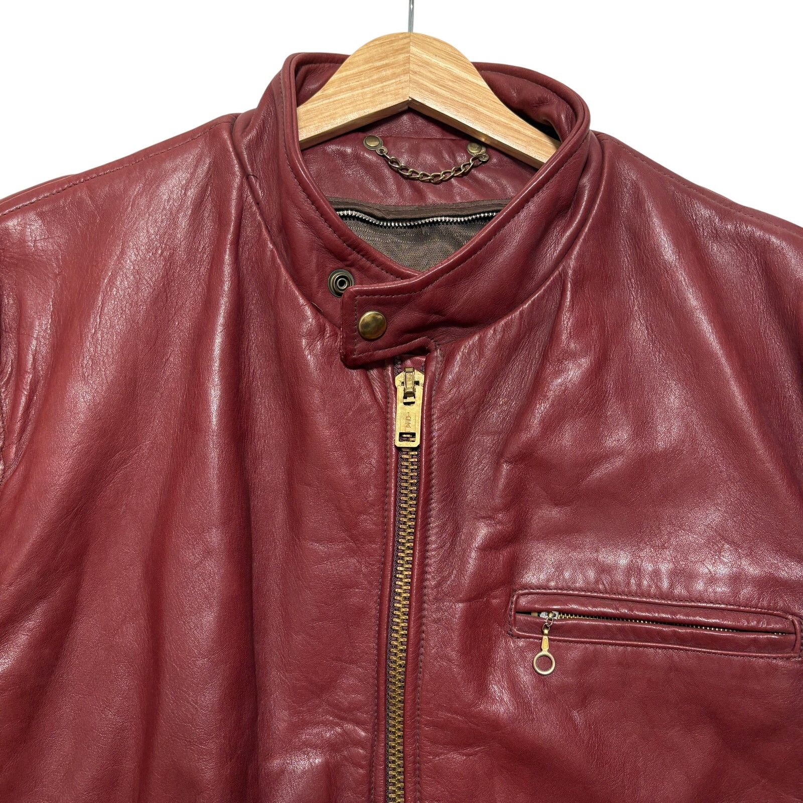 Other VTG 60s 70s Red Leather Cafe Racer Moto Jacket L Size US L / EU 52-54 / 3 - 3 Thumbnail
