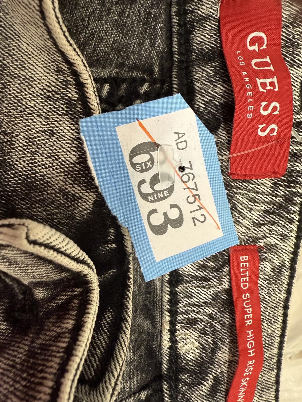 Guess Guess Belted Super High Rise Skinny Jeans in Grey Acid Wash Size 31" - 3 Thumbnail