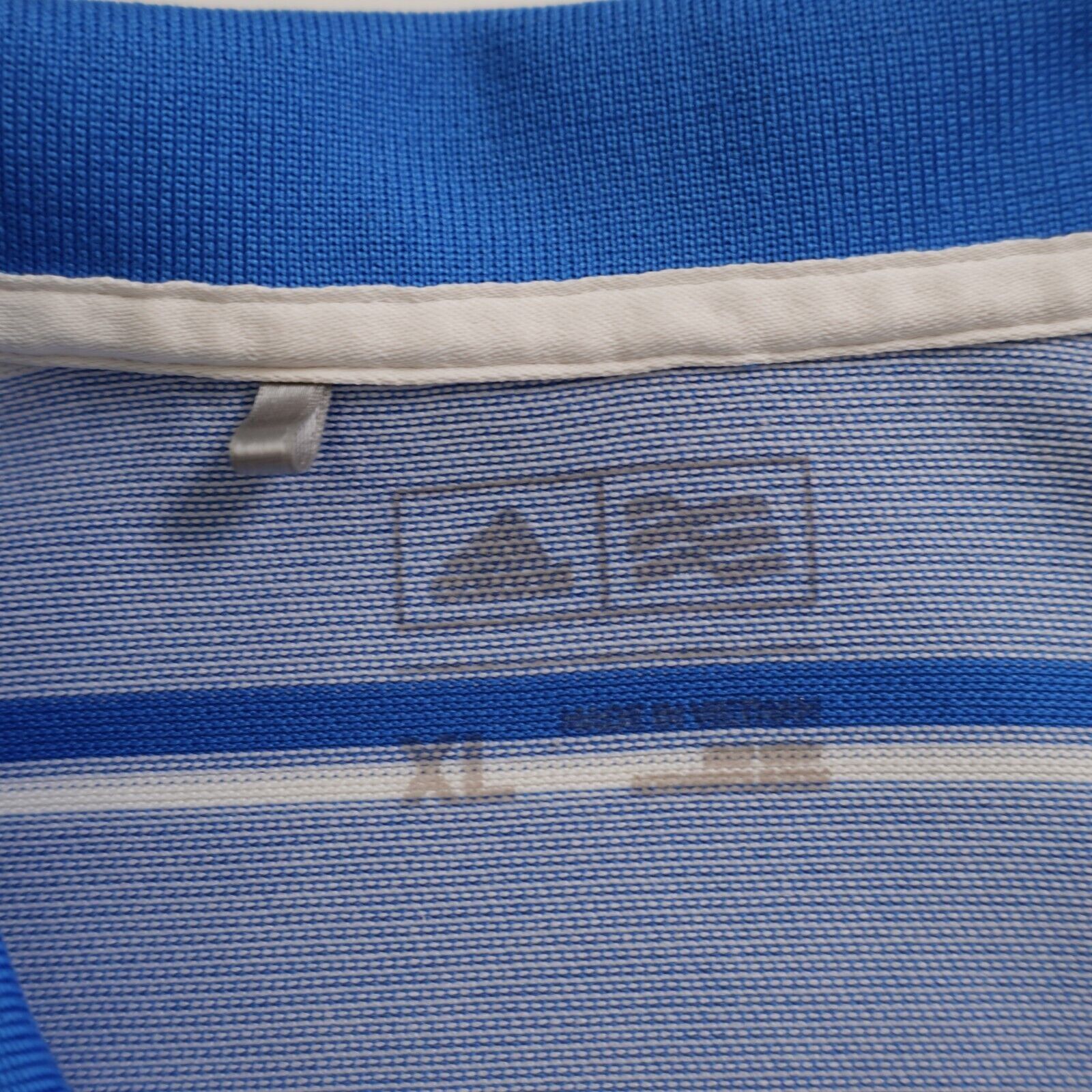Adidas Adidas Blue Striped XL Collared Short Sleeve Polo Shirt Poly Size US XL / EU 56 / 4 - 9 Thumbnail