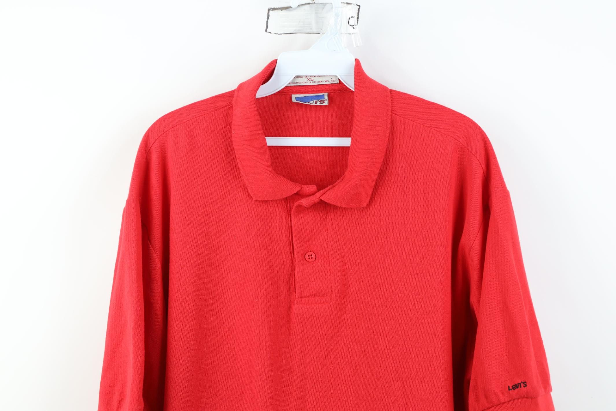 Levi's Vintage 80s Levis Spell Knit Collared Golf Polo Shirt Red Size US XL / EU 56 / 4 - 2 Thumbnail