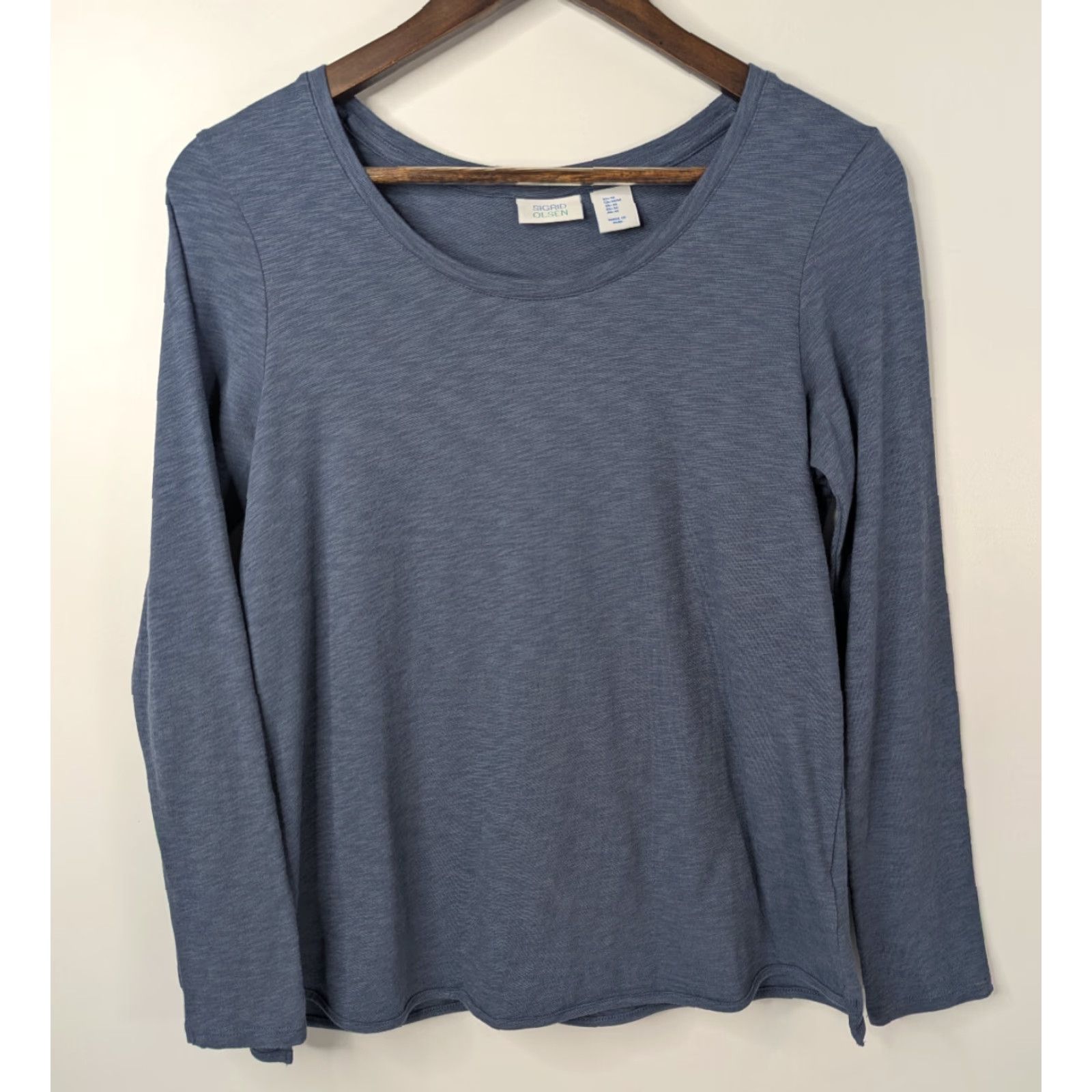 Vintage Sigrid Olsen Shirt Tee Womens Medium Blue Long Sleeve Round Neck Size M / US 6-8 / IT 42-44 - 3 Thumbnail