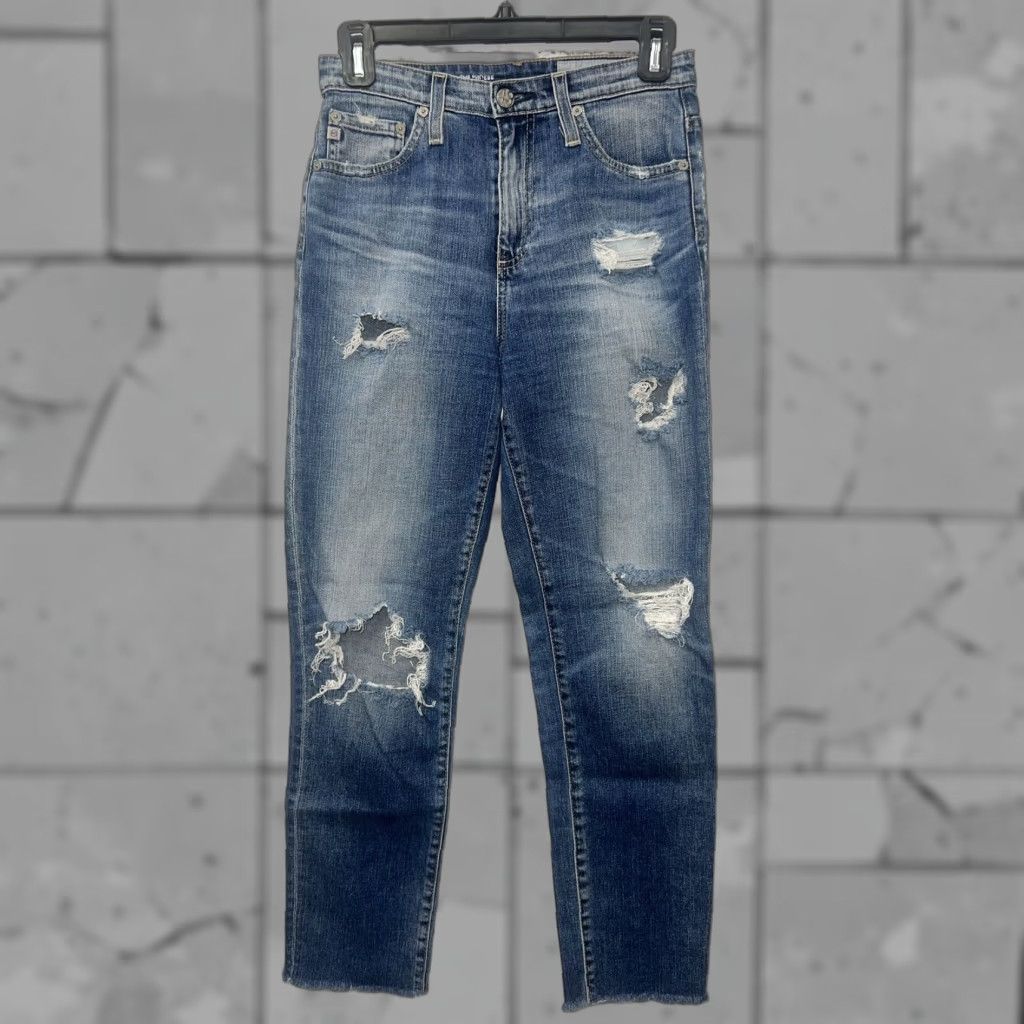 Vintage VINTAGE AG Adriano Goldschmied The PHOEBE Blue Distressed Skinny Jeans Women Size 25R 28-Inch Inseam Size 42" / US 20 - 1 Thumbnail