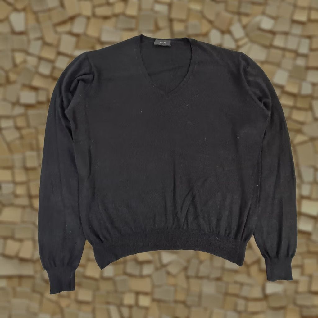 Joseph Joseph Jumper Black Large V-Neck Pullover Knit Cashmere Silk Mens Size US L / EU 52-54 / 3 - 1 Thumbnail