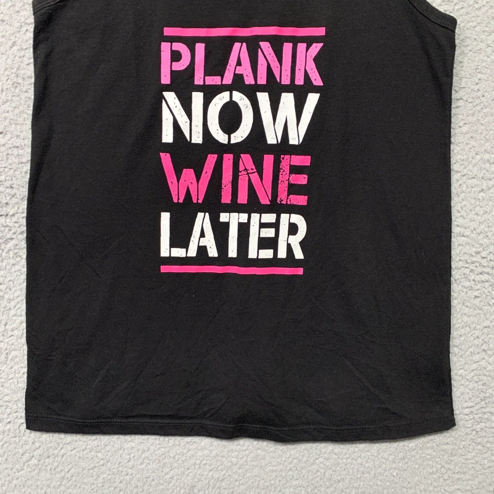 Athletic Works Athletic Works Women's M Racerback Tank Top Black "Plank Now Wine Later" Size M / US 6-8 / IT 42-44 - 3 Thumbnail