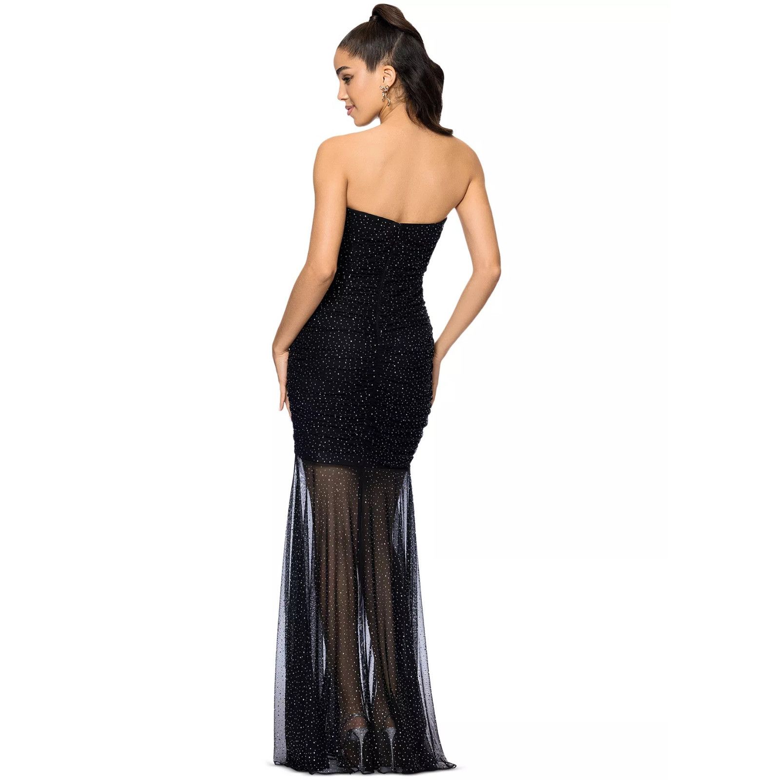 Other Betsy & Adam Women Studded Mesh Strapless, Black/Silver, 8, Size M / US 6-8 / IT 42-44 - 4 Thumbnail