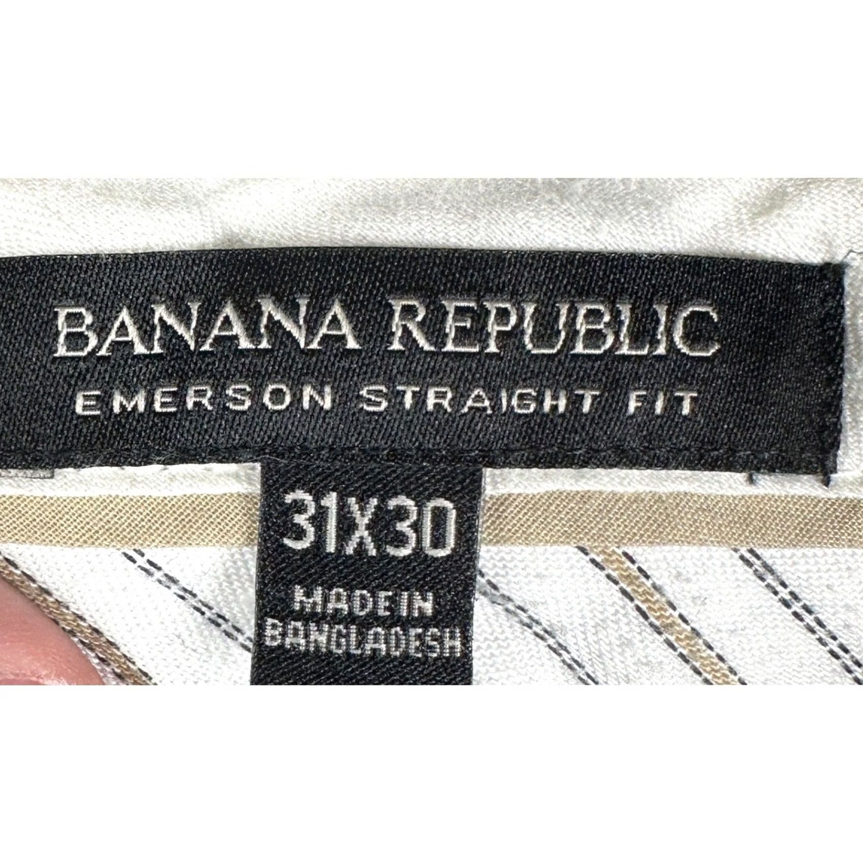 Banana Republic Banana Republic Emerson Straight Fit Chino Pants Mens 31X30 Tan Khakis Stretch Size US 31 - 3 Thumbnail