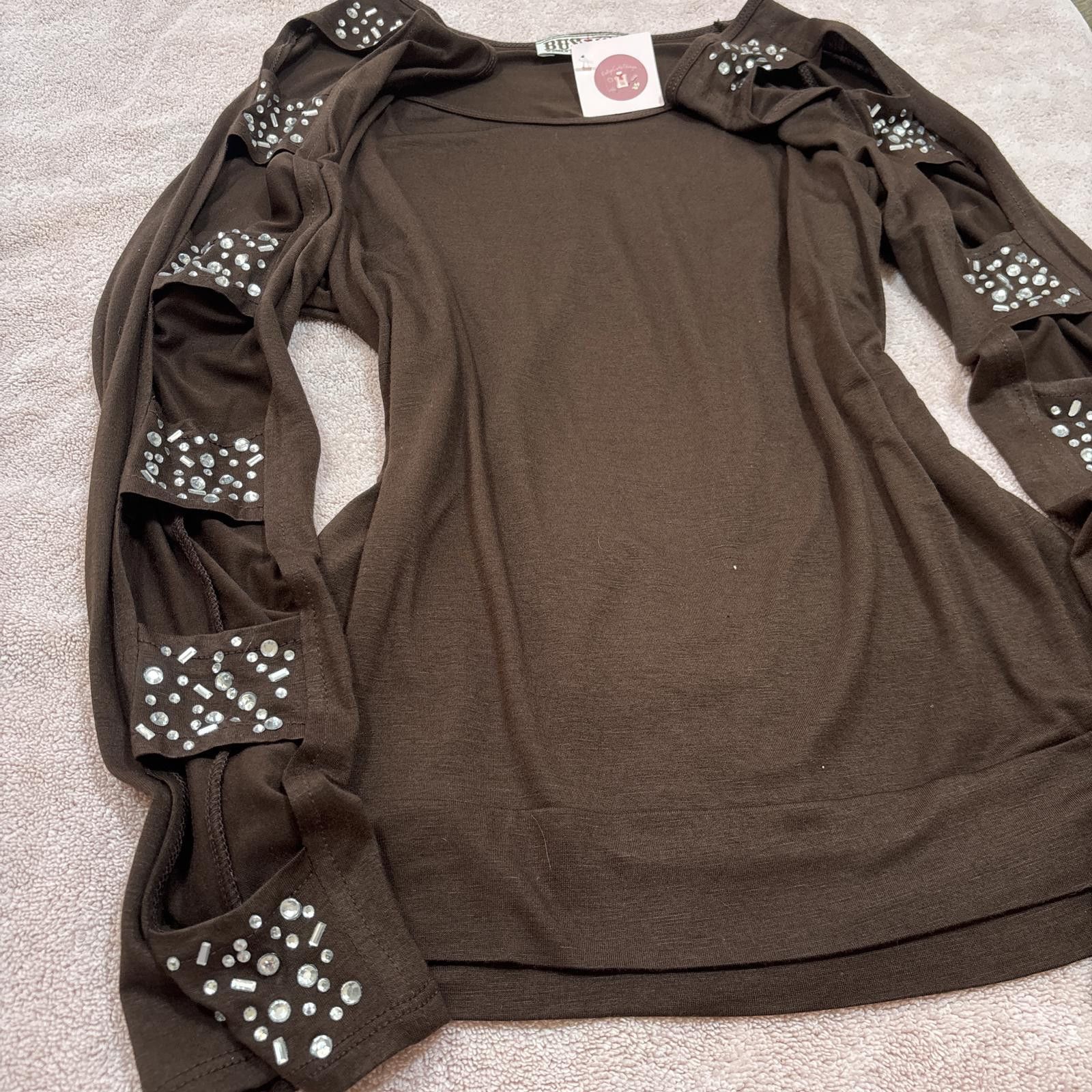Other y2k grunge rhinestone blouse with cut outs Size M / US 6-8 / IT 42-44 - 2 Thumbnail