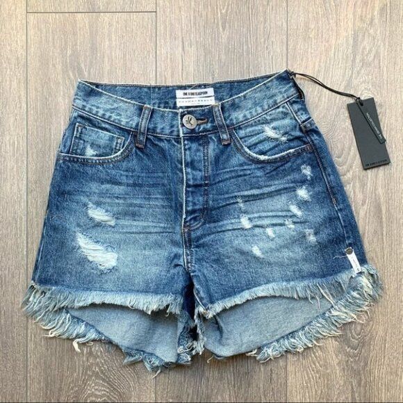 One Teaspoon One Teaspoon Women's High Waist Bonita's denim Jean Shorts Size 25" / US 0 / IT 36 - 4 Thumbnail
