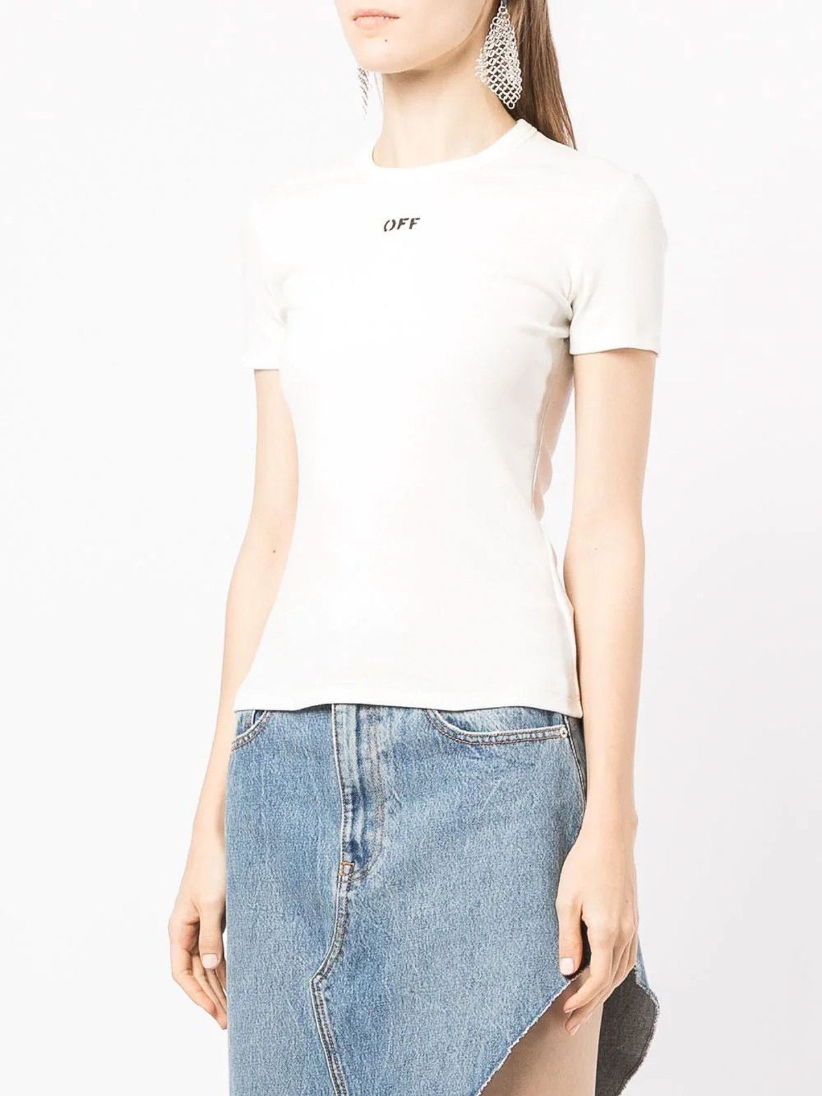 Off-White o1gr1nt0325 Off Stamp Rib Basic T-Shirt in White Size XL / US 12-14 / IT 48-50 - 4 Thumbnail