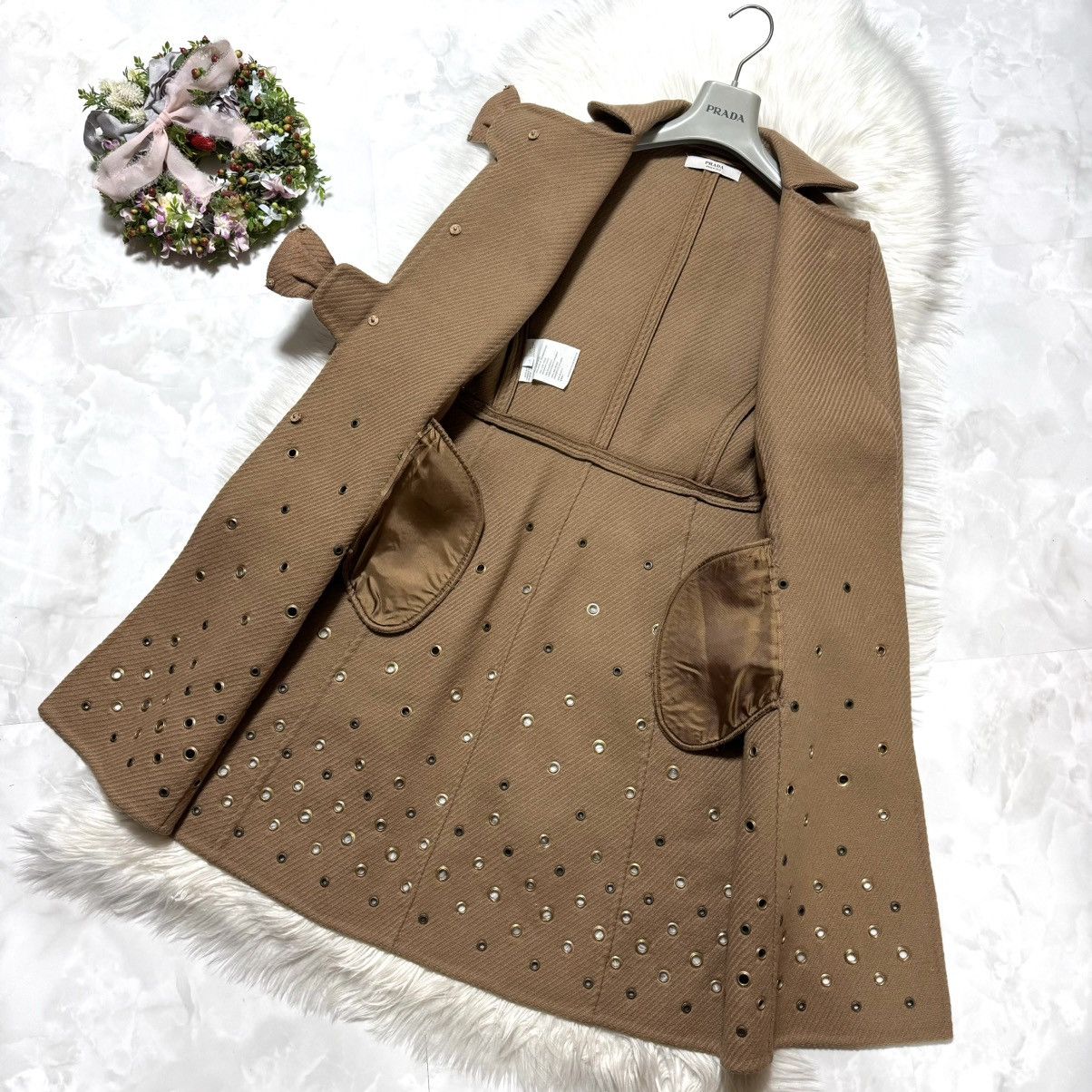 Prada e Prada Runway Coat with Eyelet Studs and Ribbon, Size 38 Size XS / US 0-2 / IT 36-38 - 10 Thumbnail