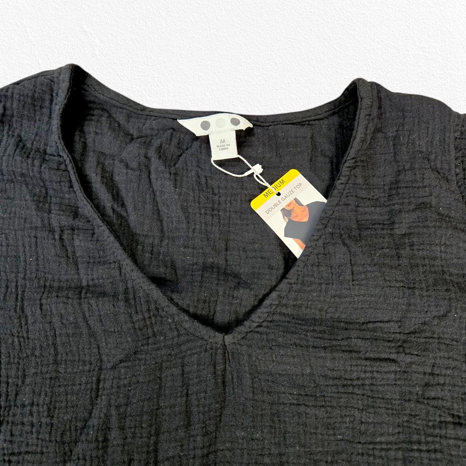Other Three Dots Black Double Gauze Top Size Medium NWT $138 Size M / US 6-8 / IT 42-44 - 8 Thumbnail