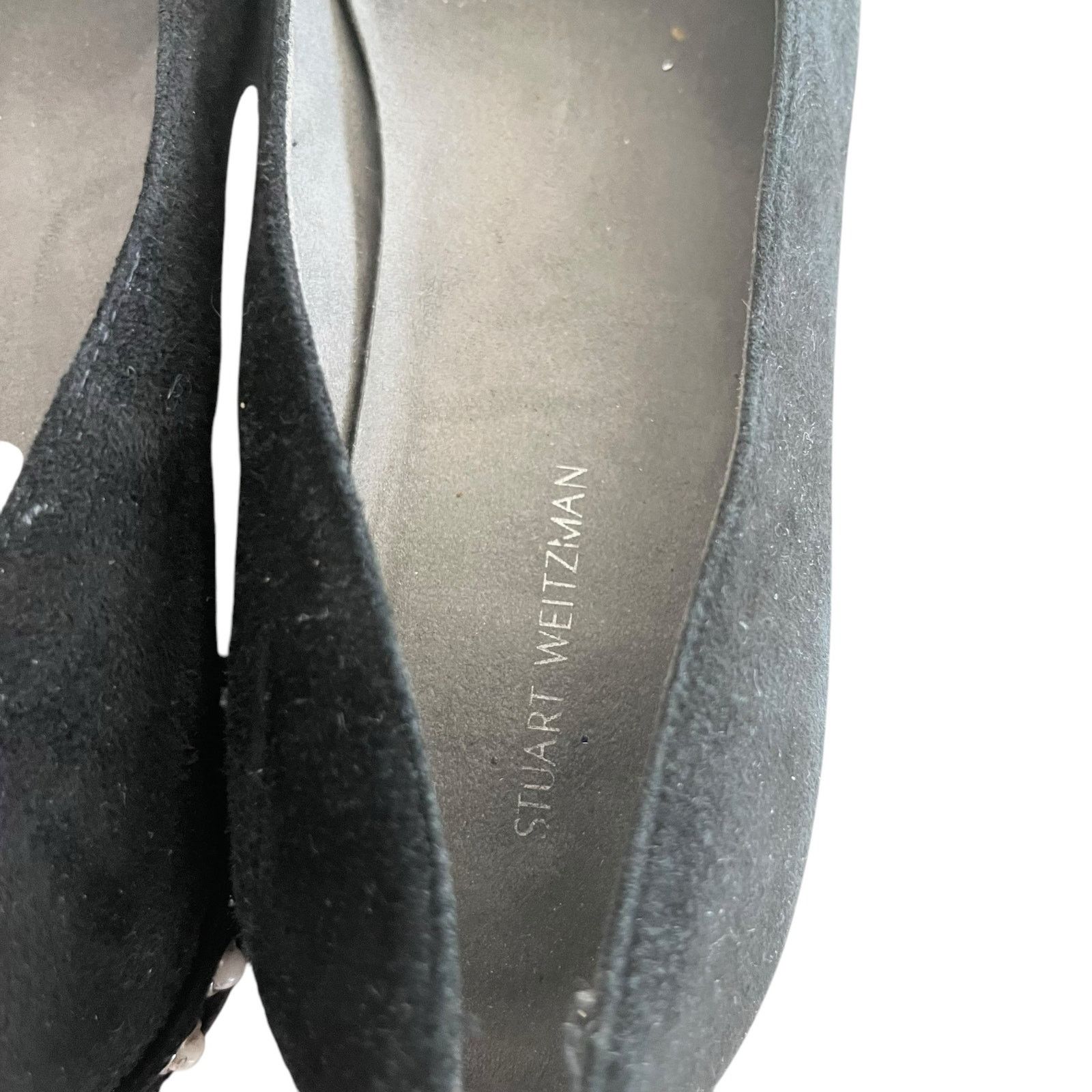 Stuart Weitzman Stuart Weitzman Chicpearl Black Suede Faux Pearl Flats Size US 8 / IT 38 - 5 Thumbnail